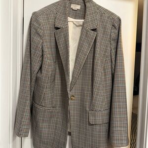 LOFT Checkered Blazer in Black, Blue and Tan